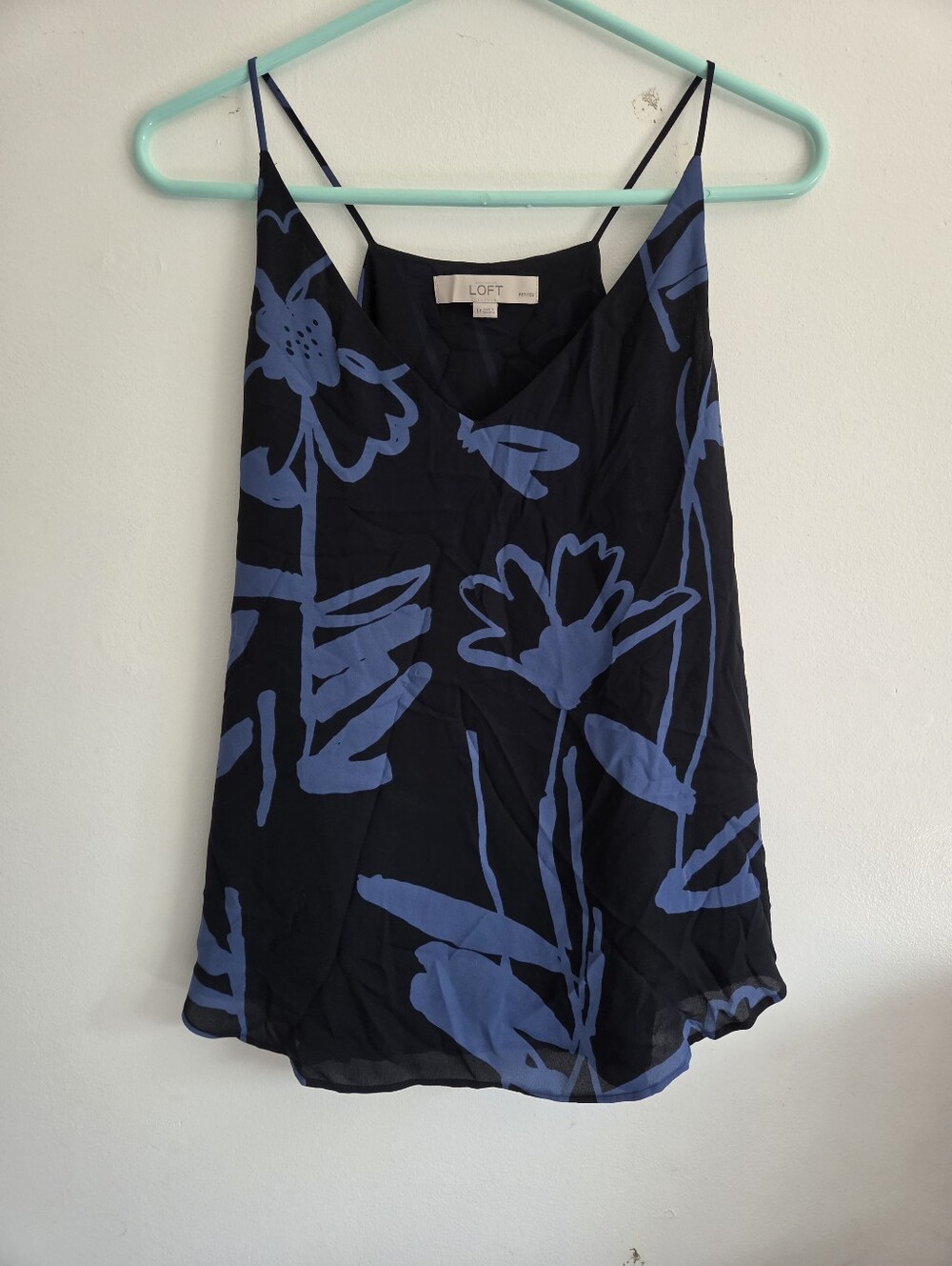 LOFT Black and Blue Floral Spaghetti Strap Camisole